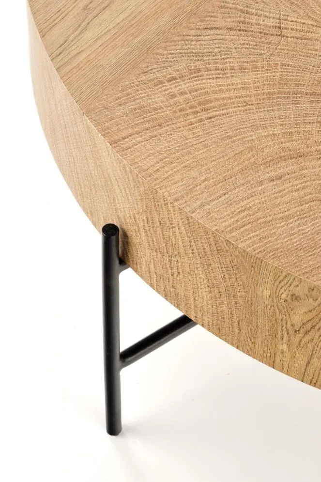 Stolik kawowy BROOKLYN 80x80 dąb/czarna do salonu w stylu industrialnym | MIRAT. styl LOFT
