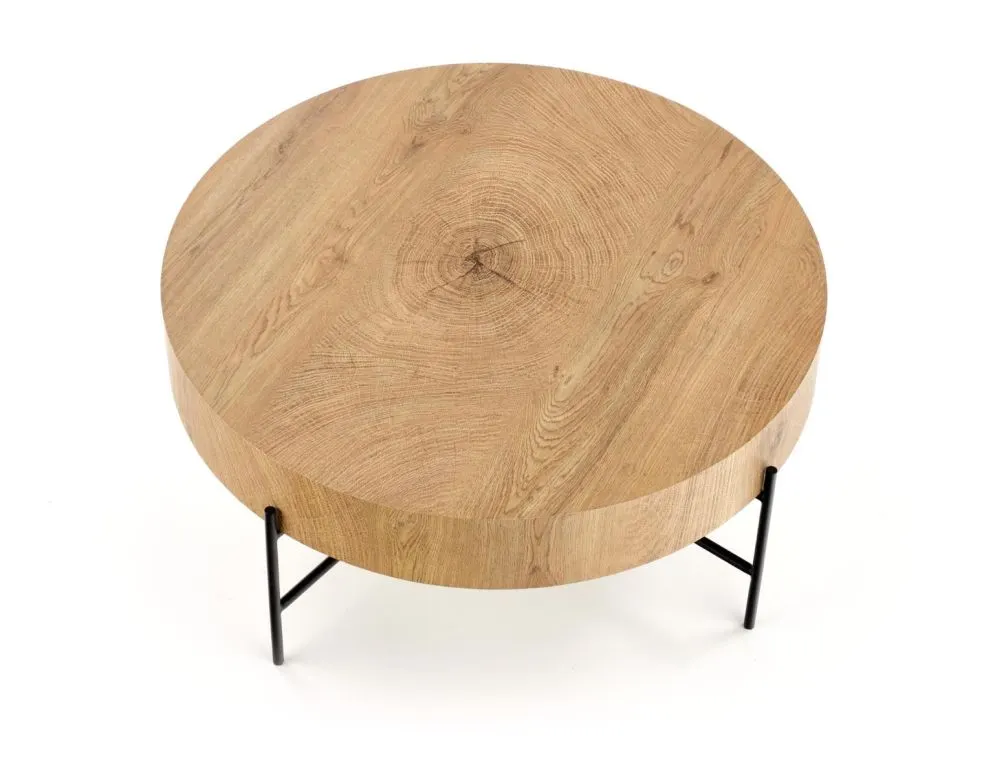 Stolik kawowy BROOKLYN 80x80 dąb/czarna do salonu w stylu industrialnym | MIRAT. styl LOFT