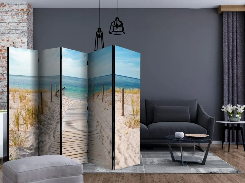 Parawan dwustronny Pejzaże 225x172 cm 5-częściowy beżowy | MIRAT.