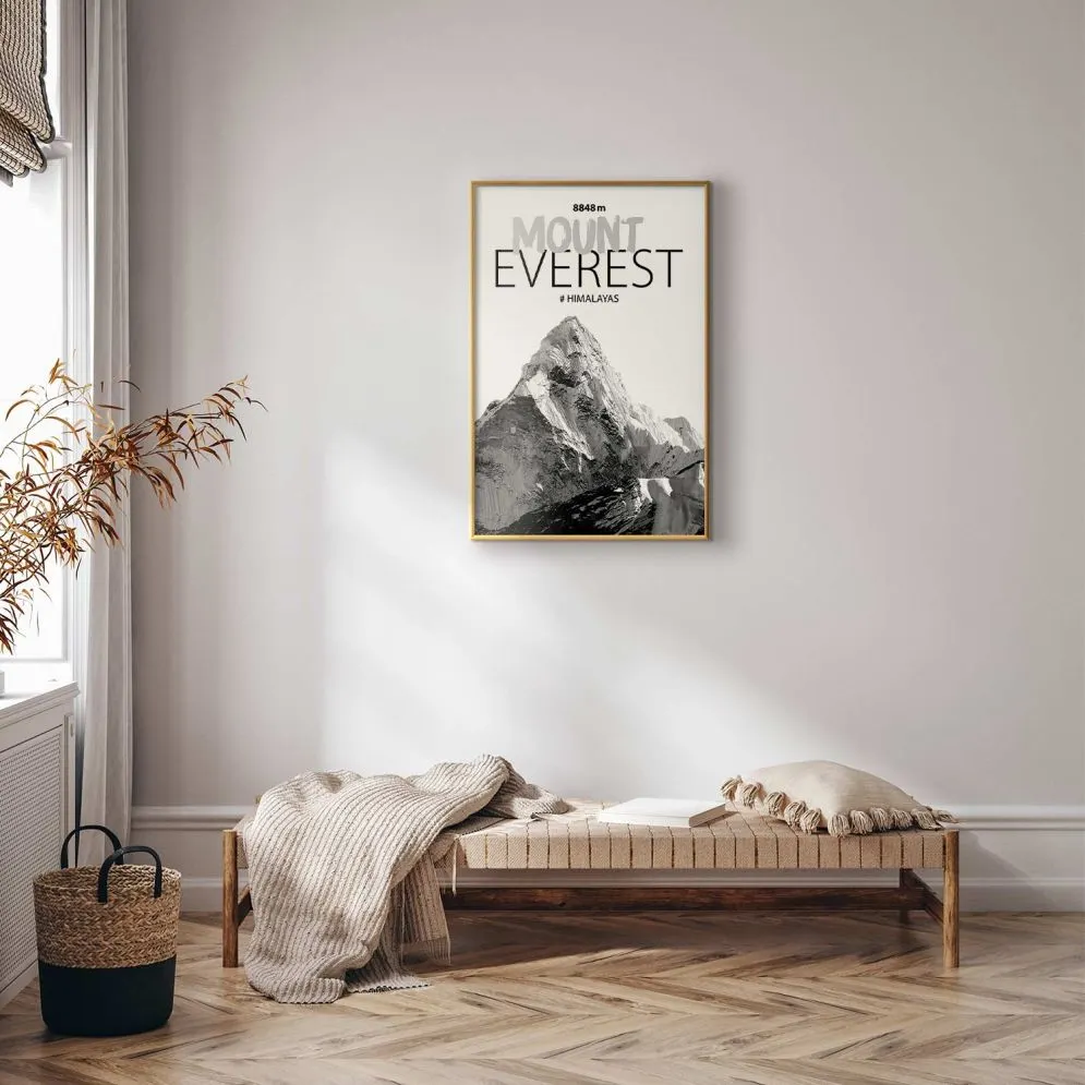 Plakat Mount Everest 60x90 cm z ramą złotą bez marginesu | MIRAT.