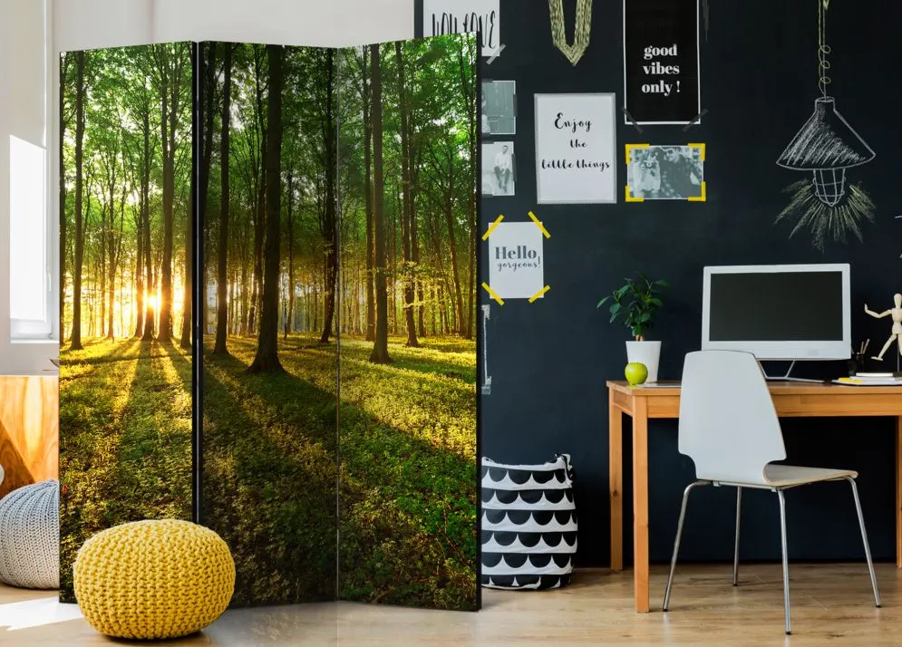 Parawan akustyczny Pejzaże 135x172 cm 3-częściowy zielony | MIRAT.