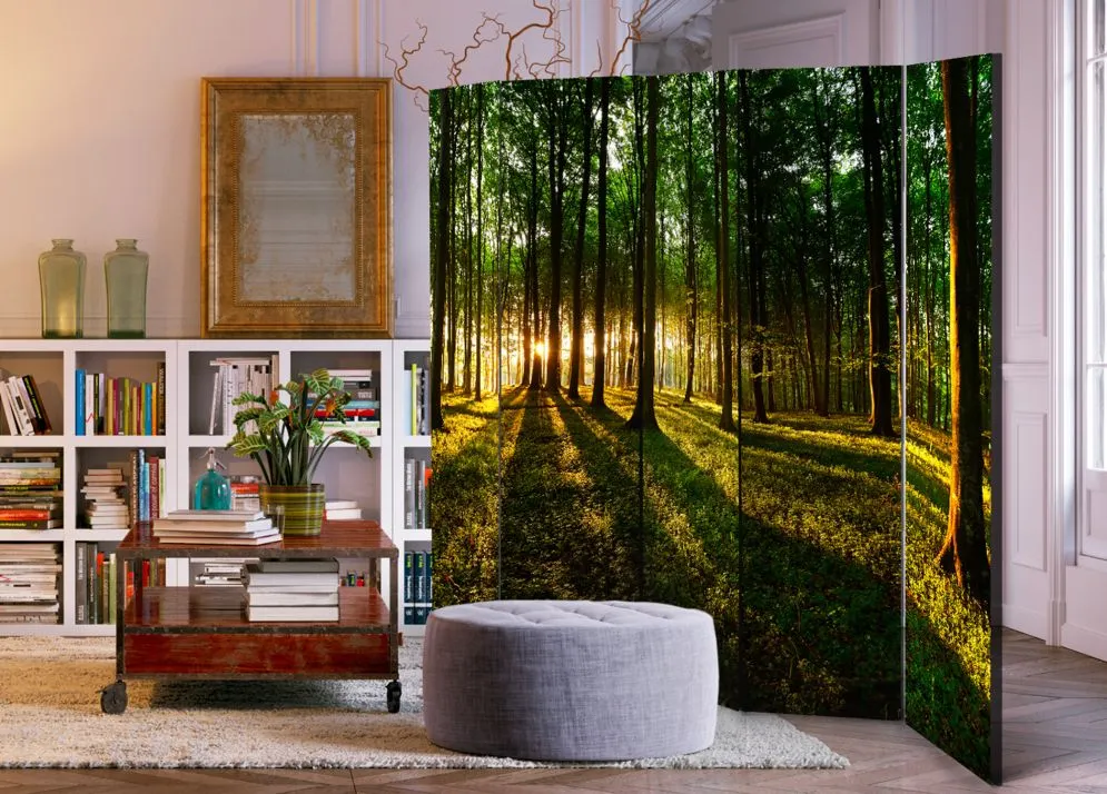 Parawan jednostronny Pejzaże 225x172 cm 5-częściowy zielony | MIRAT.