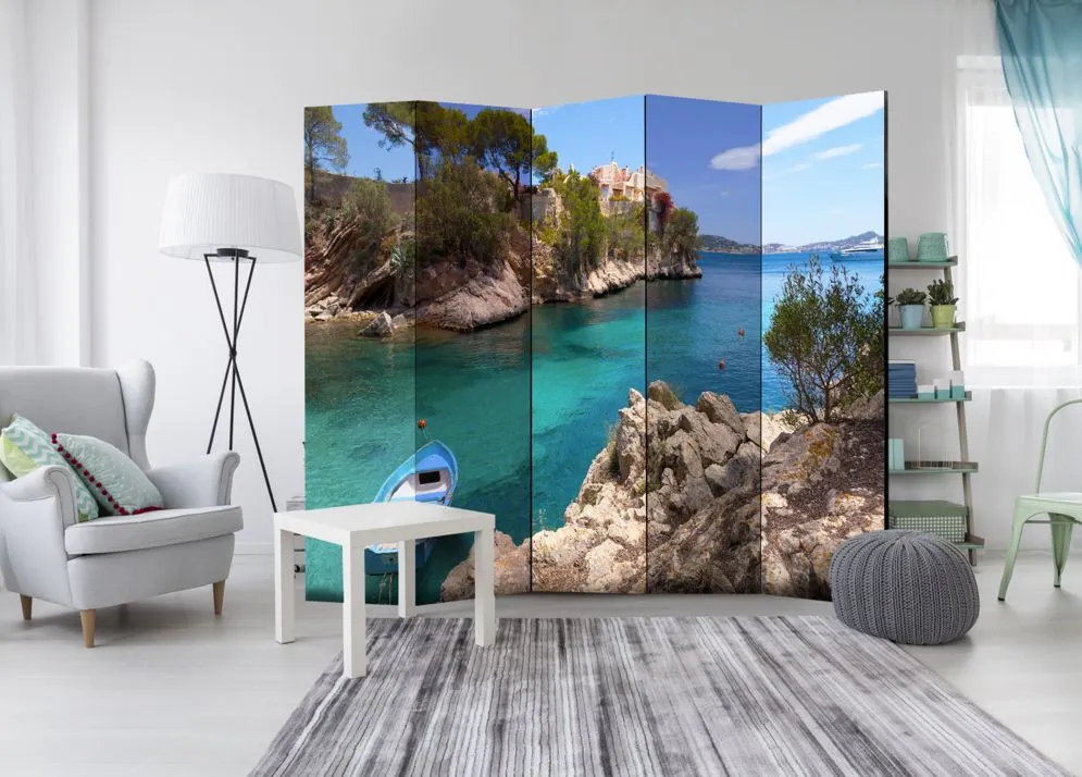 Parawan jednostronny Pejzaże 225x172 cm 5-częściowy niebieski | MIRAT.