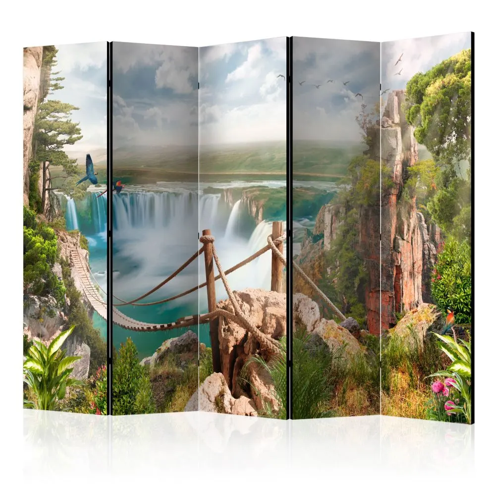 Parawan dwustronny Pejzaże 225x172 cm 5-częściowy beżowy | MIRAT.
