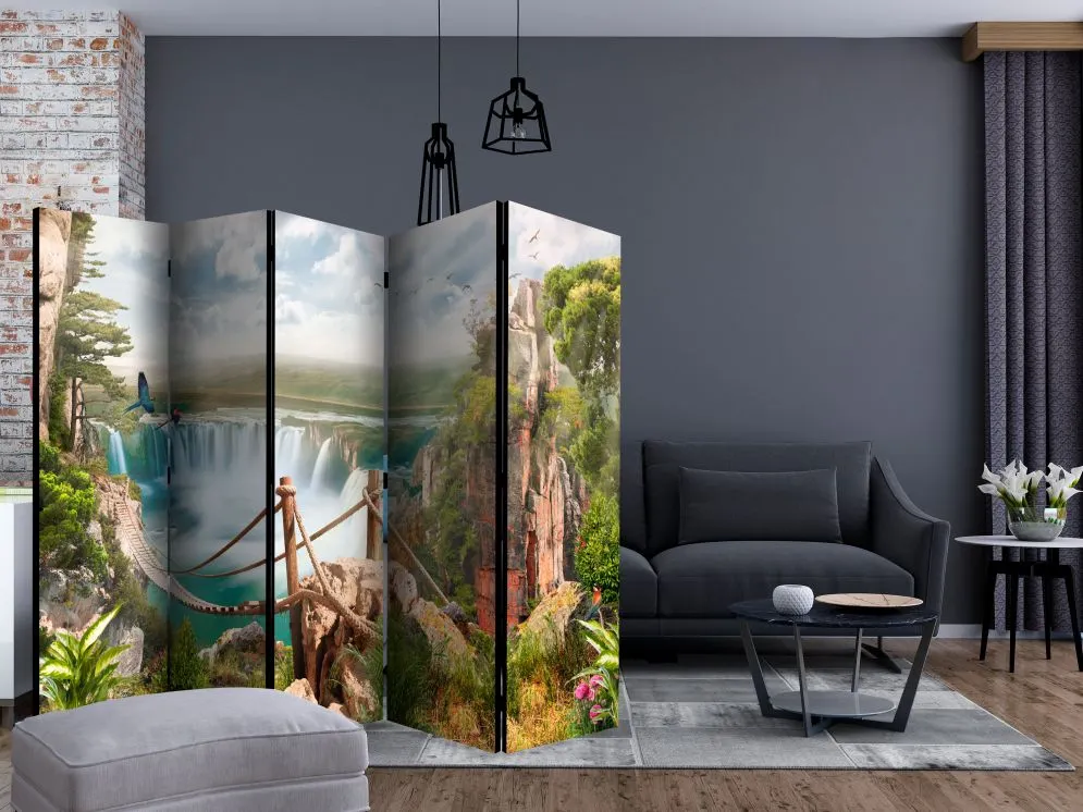 Parawan dwustronny Pejzaże 225x172 cm 5-częściowy beżowy | MIRAT.