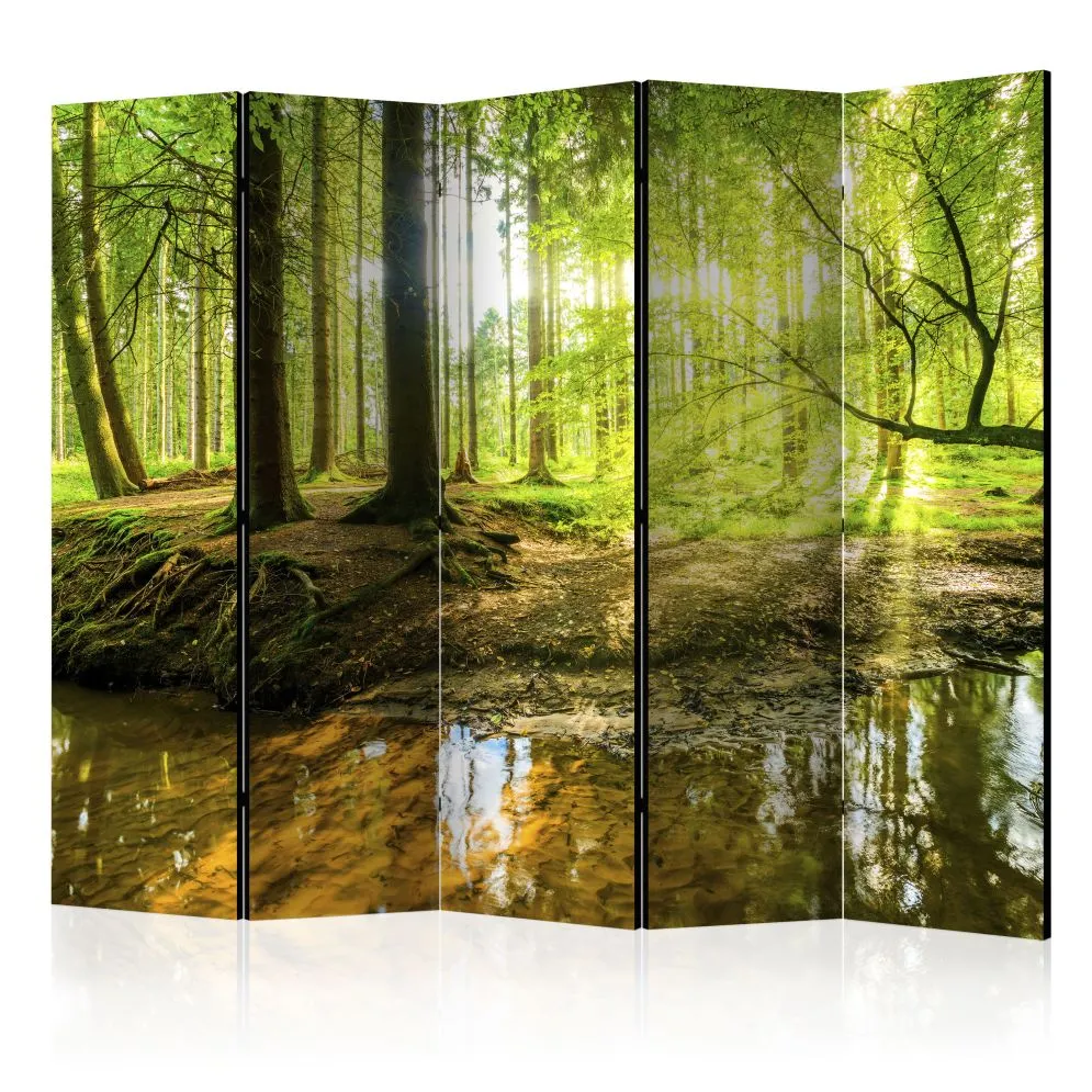 Parawan dwustronny Pejzaże 225x172 cm 5-częściowy żółty | MIRAT.