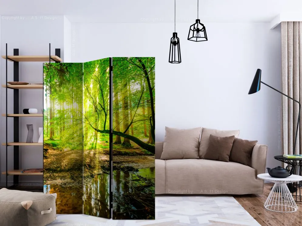 Parawan akustyczny Pejzaże 135x172 cm 3-częściowy zielony | MIRAT.