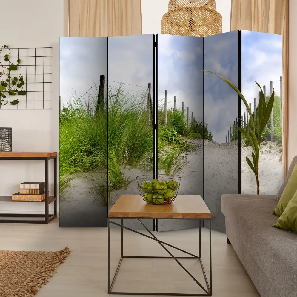 Parawan dwustronny Pejzaże 225x172 cm 5-częściowy biały | MIRAT.