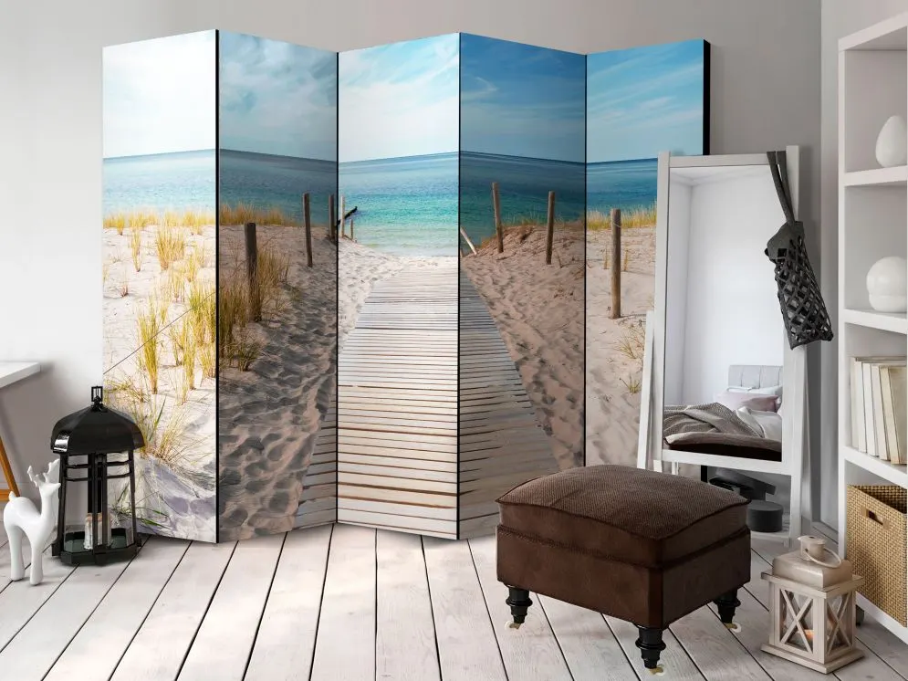 Parawan akustyczny Pejzaże 225x172 cm 5-częściowy beżowy | MIRAT.