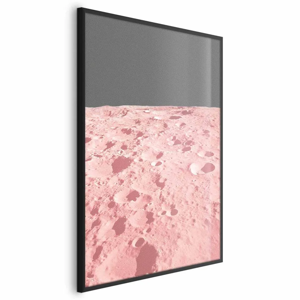 Plakat Różowy księżyc 60x90 cm z ramą czarną bez marginesu | MIRAT.