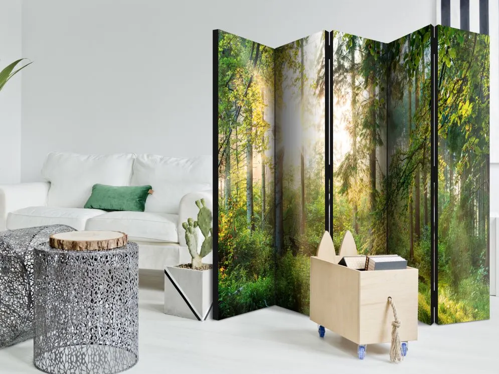 Parawan akustyczny Pejzaże 225x172 cm 5-częściowy zielony | MIRAT.