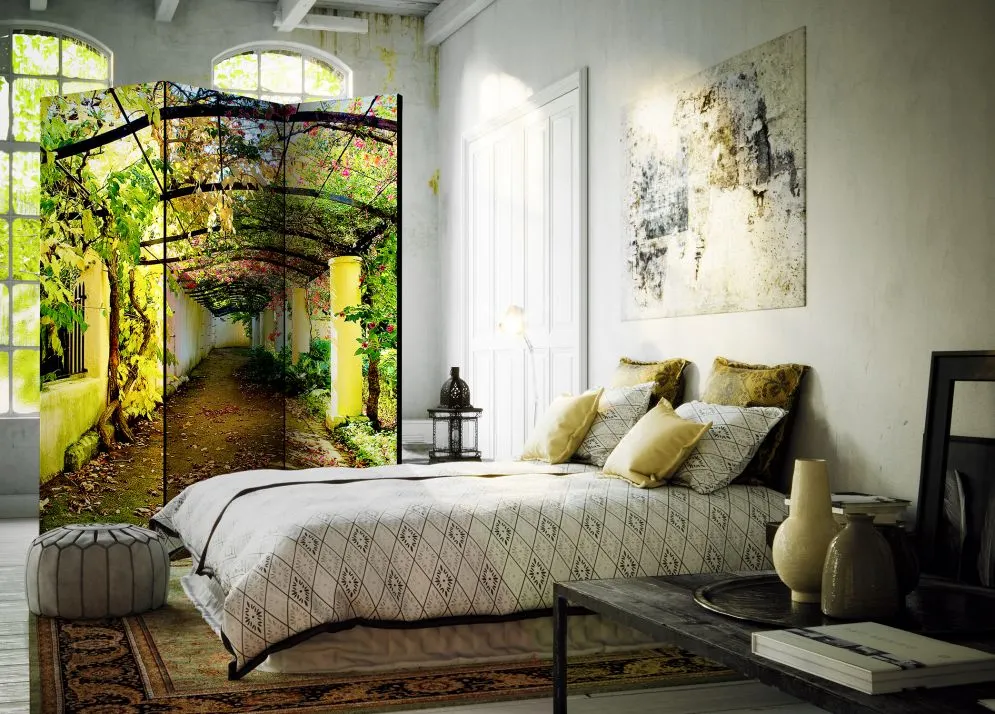 Parawan jednostronny Pejzaże 135x172 cm 3-częściowy żółty | MIRAT.