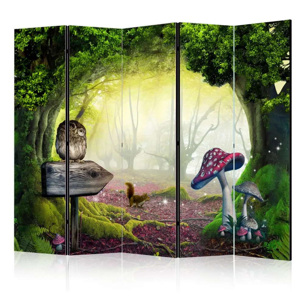 Parawan jednostronny Dla dzieci 225x172 cm 5-częściowy zielony | MIRAT.