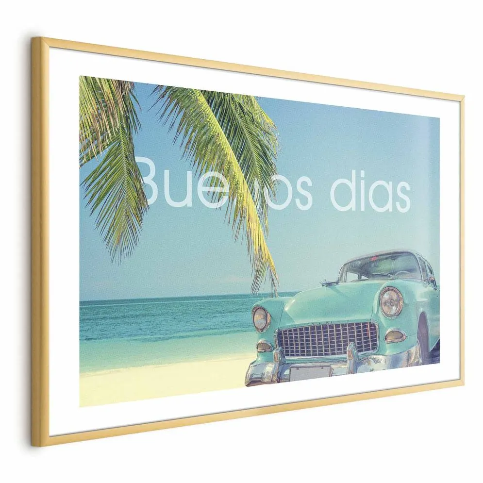 Plakat Buenos dias 42x29,7 cm z ramą złotą z marginesem | MIRAT.