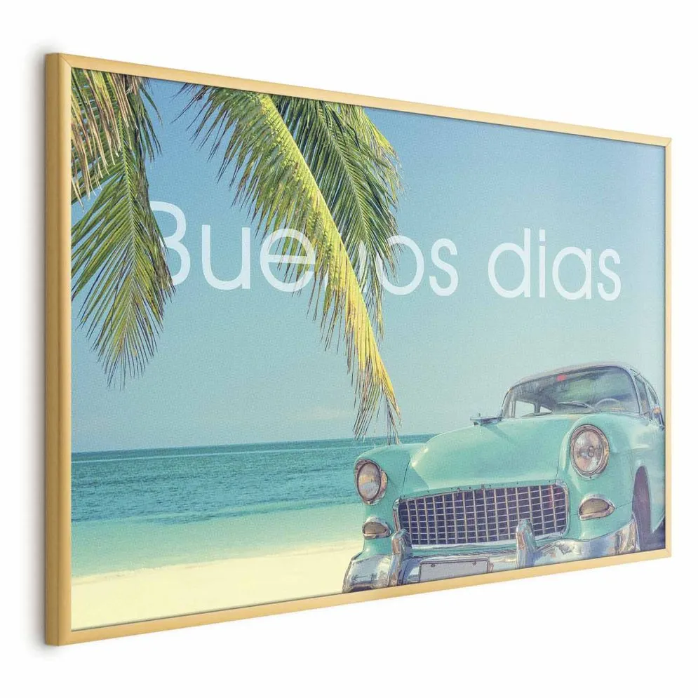 Plakat Buenos dias 60x40 cm z ramą złotą bez marginesu | MIRAT.