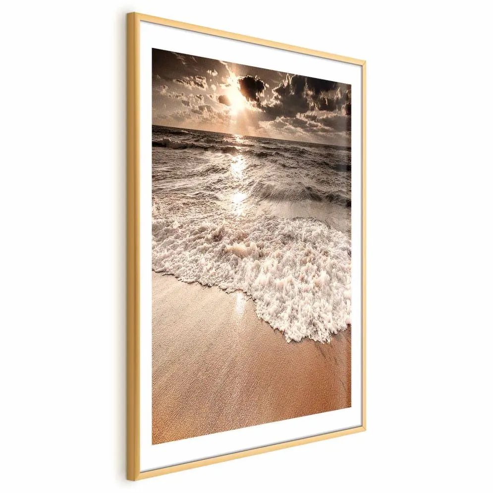 Plakat Przestrzeń fal 60x90 cm z ramą złotą z marginesem | MIRAT.