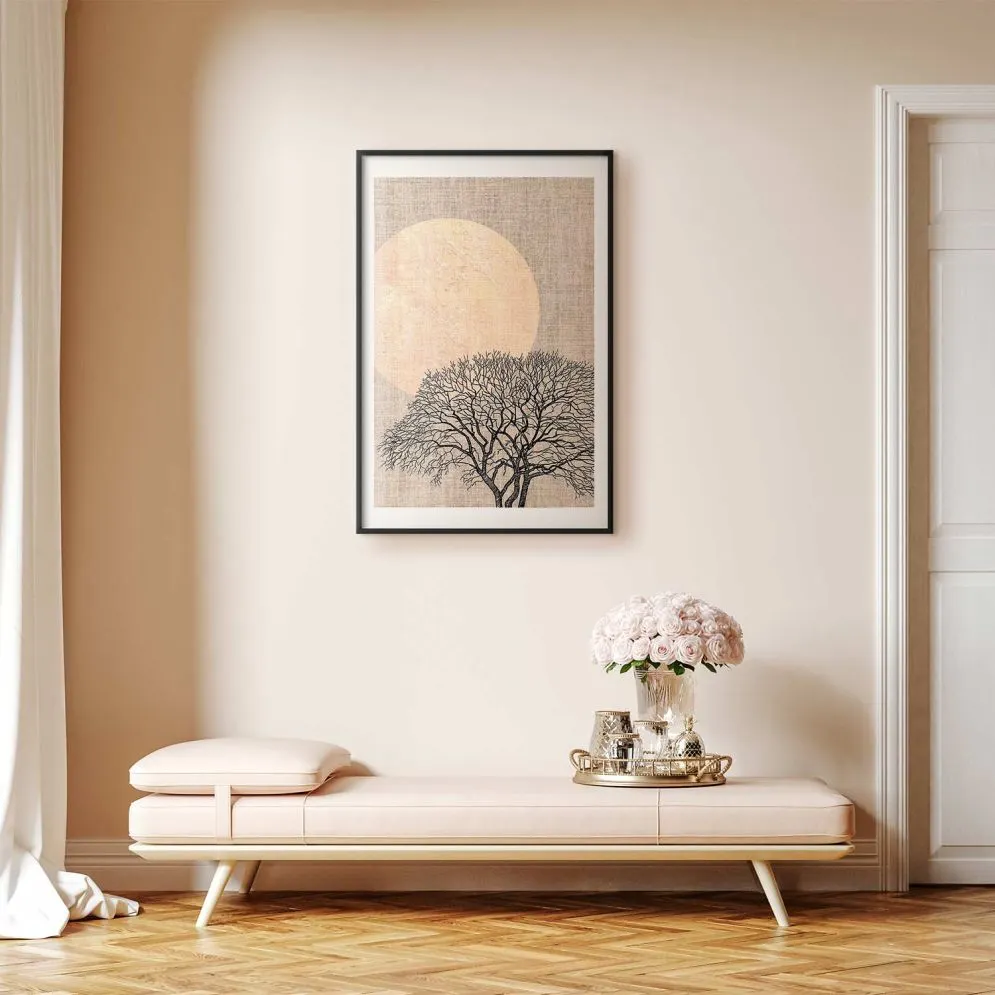 Plakat Poranna pełnia księżyca 60x90 cm z ramą czarną z marginesem | MIRAT.