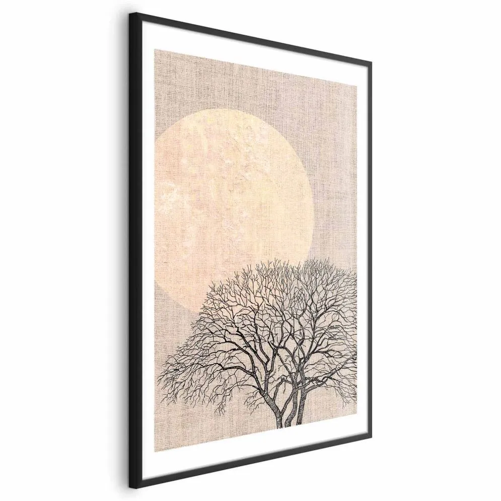 Plakat Poranna pełnia księżyca 60x90 cm z ramą czarną z marginesem | MIRAT.