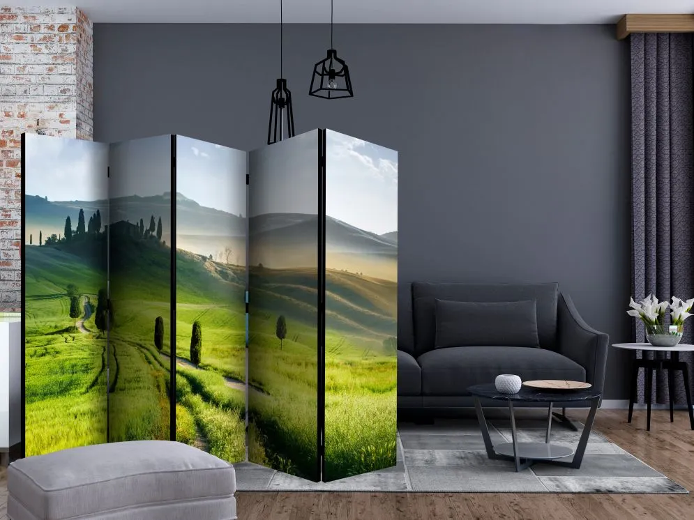 Parawan akustyczny Pejzaże 225x172 cm 5-częściowy zielony | MIRAT.