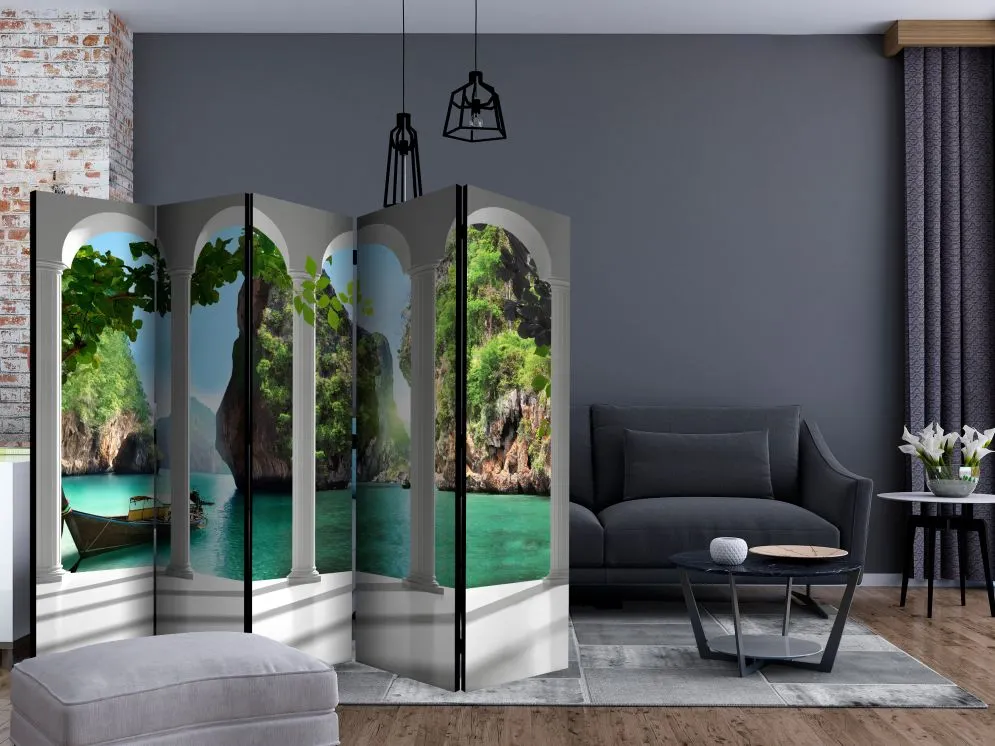 Parawan dwustronny Pejzaże 225x172 cm 5-częściowy szary | MIRAT.