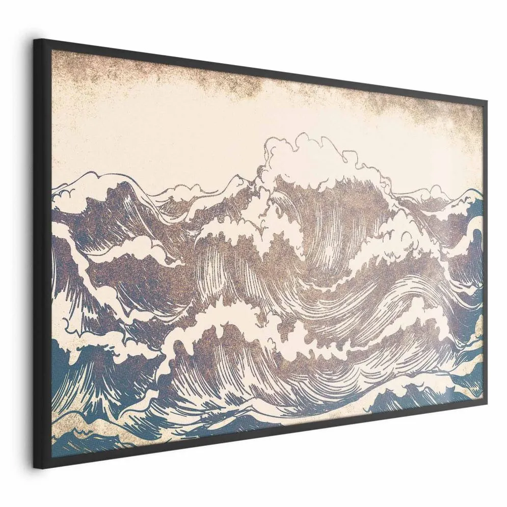 Plakat Olbrzymie fale 60x40 cm z ramą czarną bez marginesu | MIRAT.