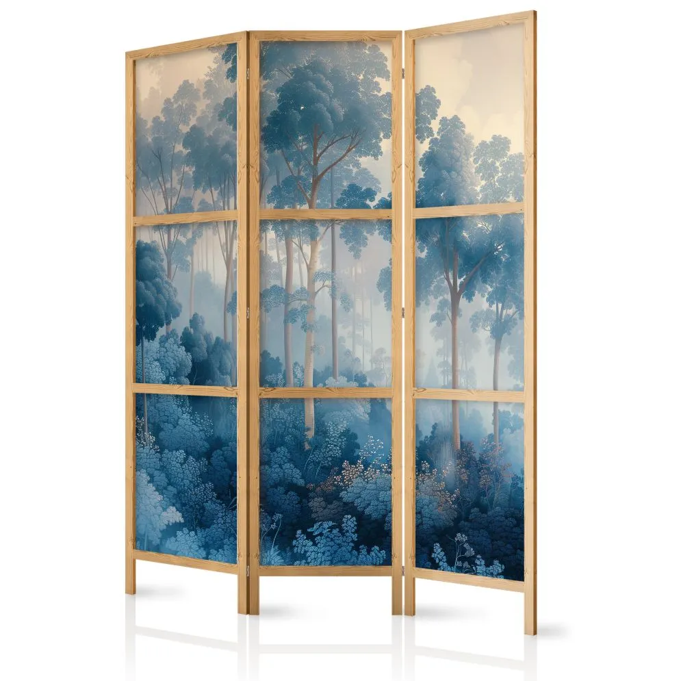 Parawan japoński Kwiaty 135x172 cm 3-częściowy niebieski | MIRAT.