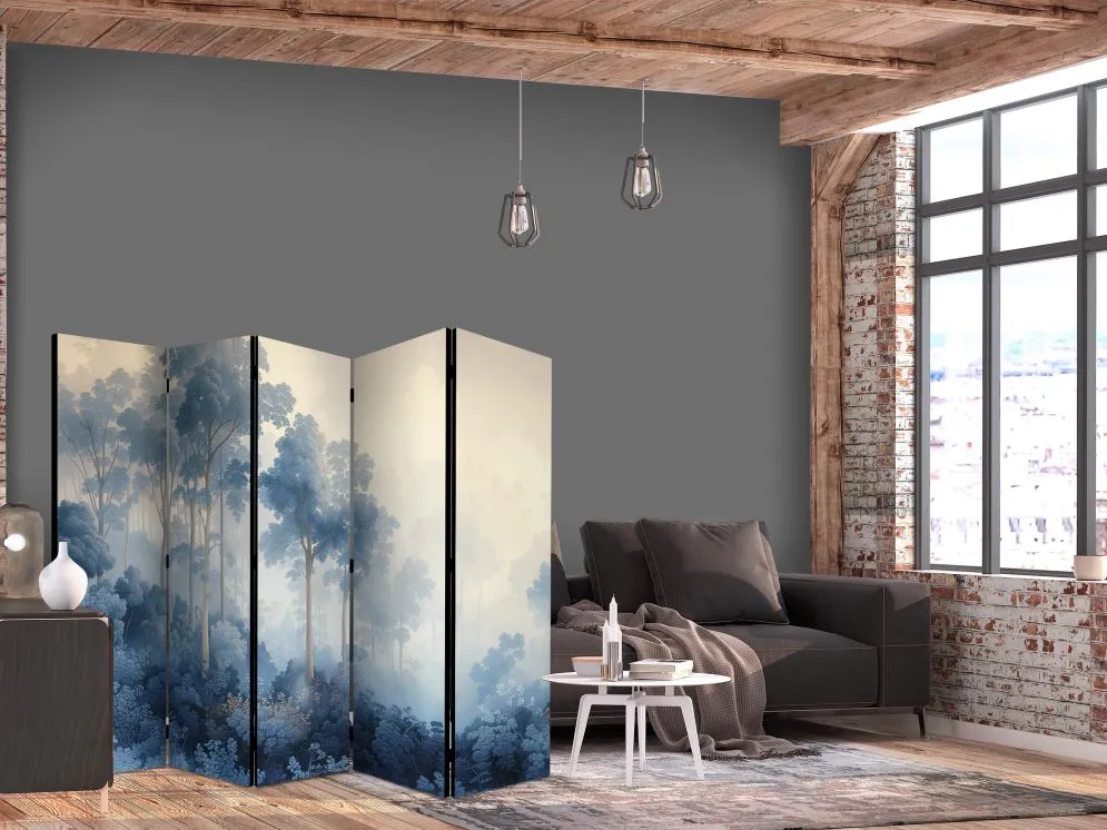 Parawan akustyczny Kwiaty 225x172 cm 5-częściowy beżowy | MIRAT.