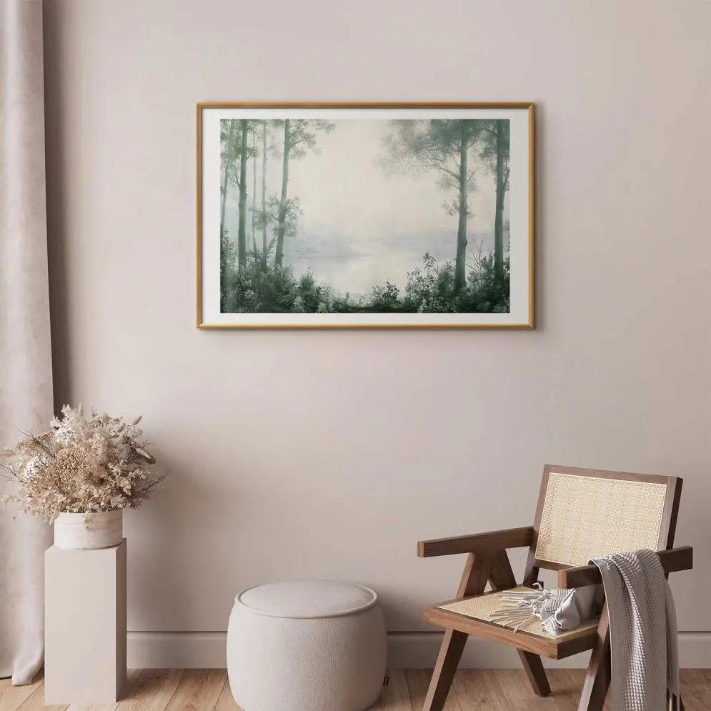 Plakat Lasek i staw 60x40 cm z ramą złotą z marginesem | MIRAT.