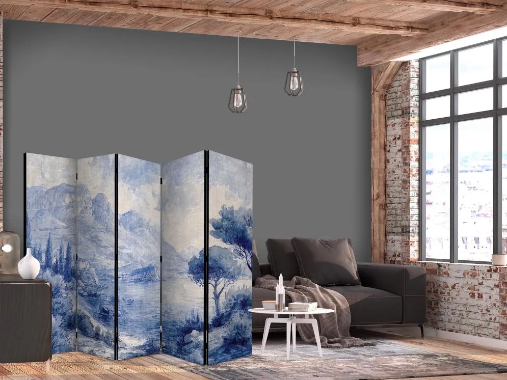 Parawan dwustronny Pejzaże 225x172 cm 5-częściowy szary | MIRAT.