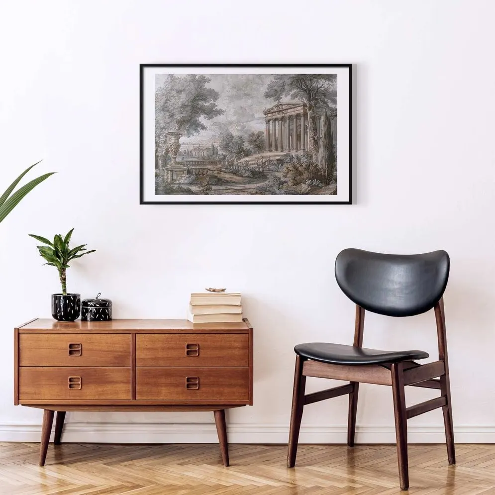 Plakat Świątynia na wzgórzu 30x21 cm z ramą czarną z marginesem | MIRAT.