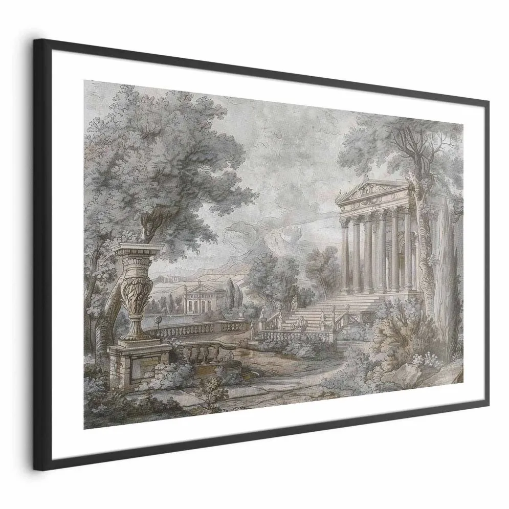 Plakat Świątynia na wzgórzu 30x21 cm z ramą czarną z marginesem | MIRAT.