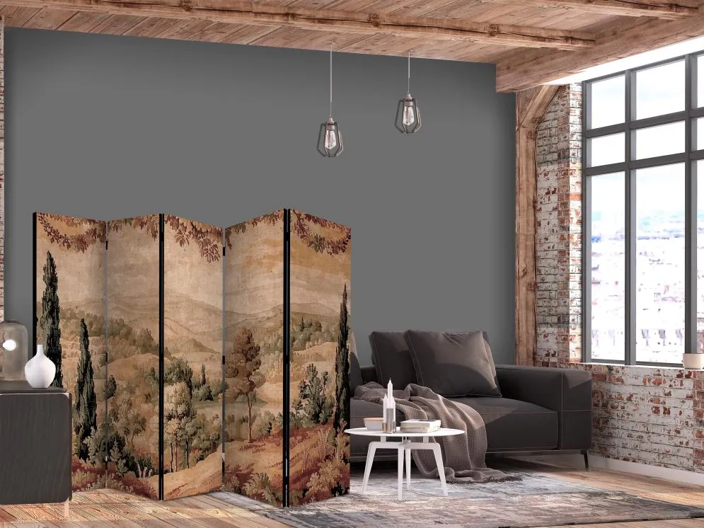 Parawan akustyczny Pejzaże 225x172 cm 5-częściowy czarny | MIRAT.