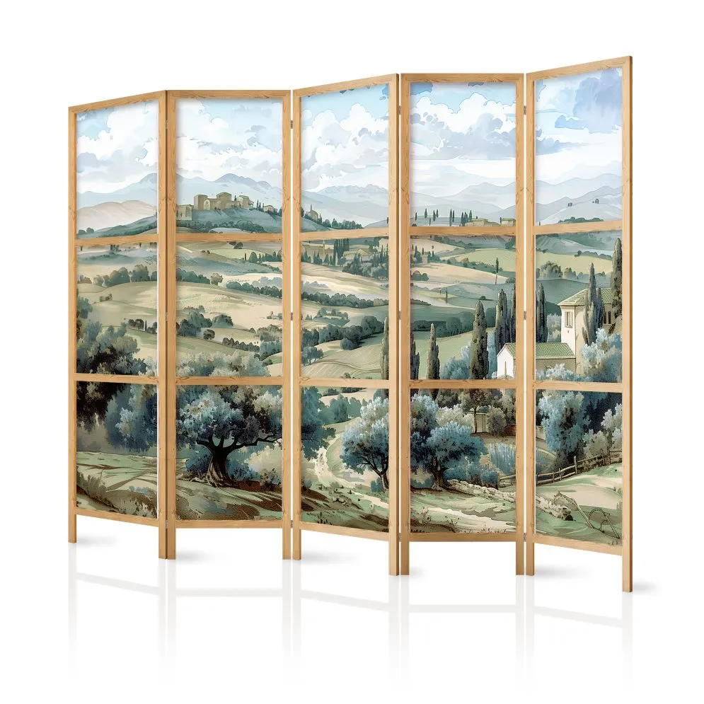 Parawan japoński Pejzaże 225x172 cm 5-częściowy beżowy | MIRAT.