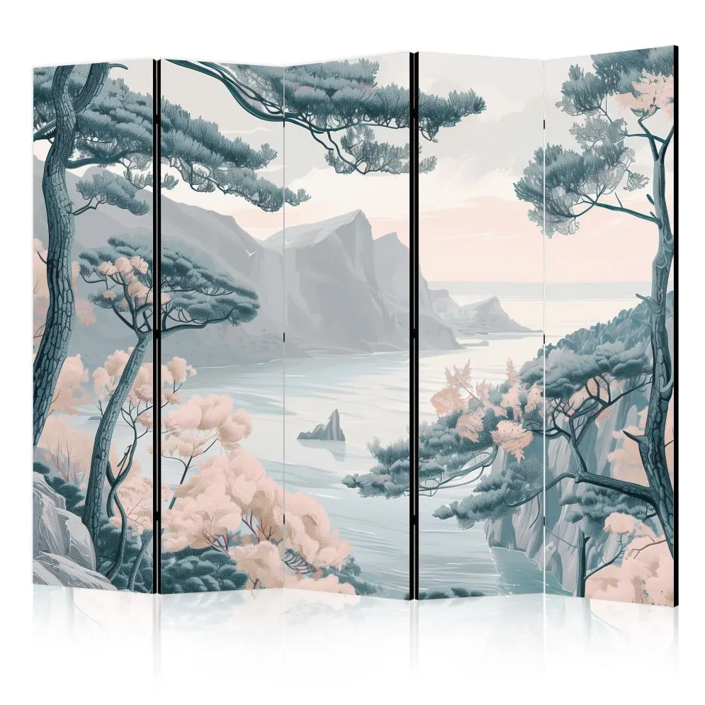 Parawan dwustronny Pejzaże 225x172 cm 5-częściowy szary | MIRAT.