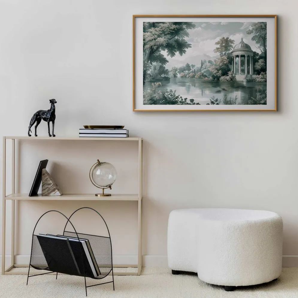 Plakat Pejzaż retro 30x21 cm z ramą złotą z marginesem | MIRAT.