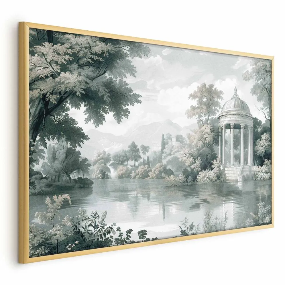 Plakat Pejzaż retro 90x60 cm z ramą złotą bez marginesu | MIRAT.