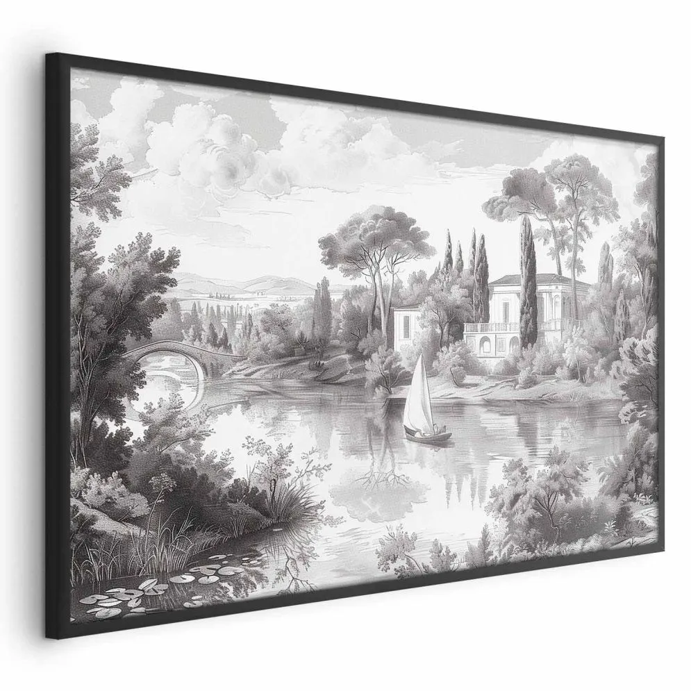 Plakat Pejzaż vintage 30x21 cm z ramą czarną bez marginesu | MIRAT.