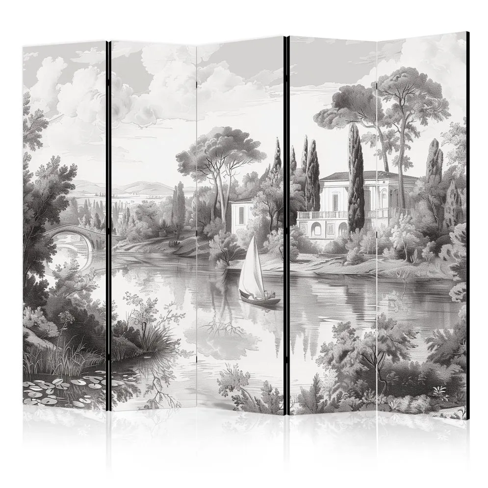 Parawan akustyczny Pejzaże 225x172 cm 5-częściowy szary | MIRAT.