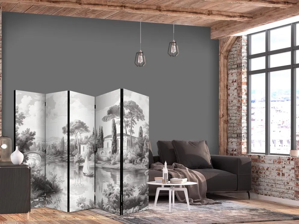 Parawan akustyczny Pejzaże 225x172 cm 5-częściowy szary | MIRAT.