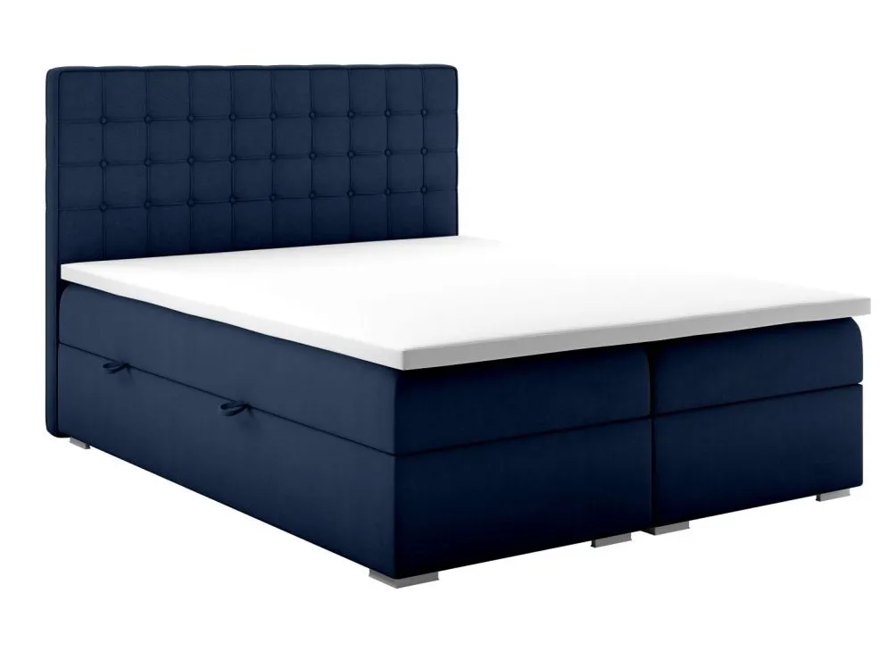 Łóżko kontynentalne REZEN 160 granatowe velvet do sypialni | MIRAT. styl GLAMOUR