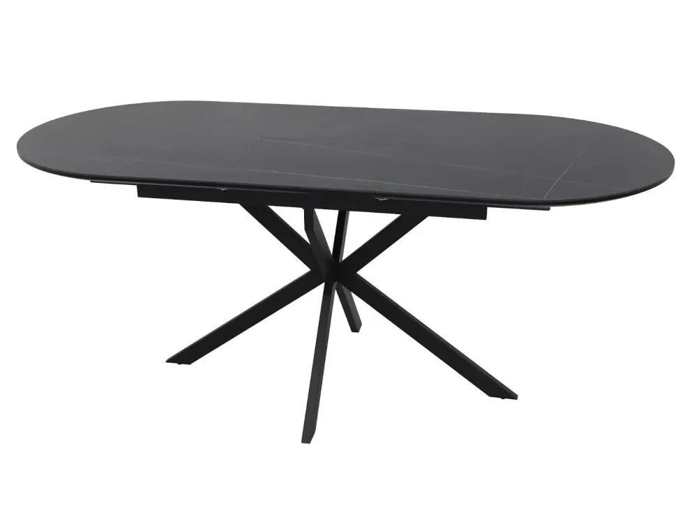 Owalny stół ceramiczny Gaston 140(180)x80 cm czarny marmur | MIRAT styl LOFT