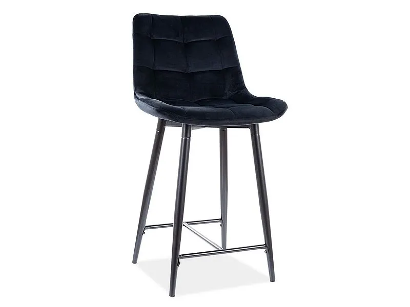 Hoker niski CHIC H-2 VELVET czarny tapicerowany barowy | MIRAT. w stylu GLAMOUR, LOFT kolekcja