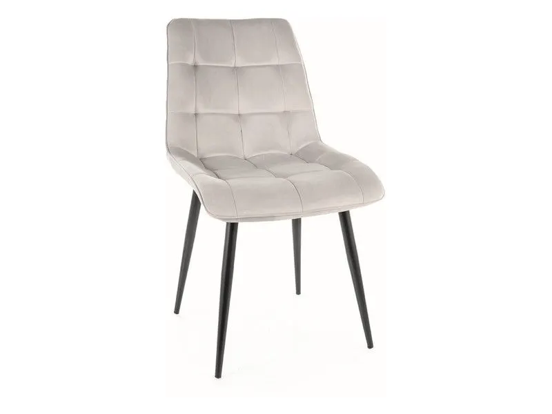 Krzesło tapicerowane CHIC VELVET jasnoszare welurowe | MIRAT. styl GLAMOUR, LOFT, SKANDYNAWSKI, VINTAGE