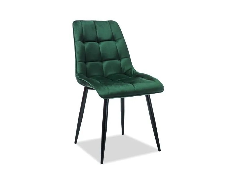 Krzesło CHIC VELVET zielone aksamitne z przeszyciami | MIRAT. w stylu LOFT, VINTAGE kolekcja