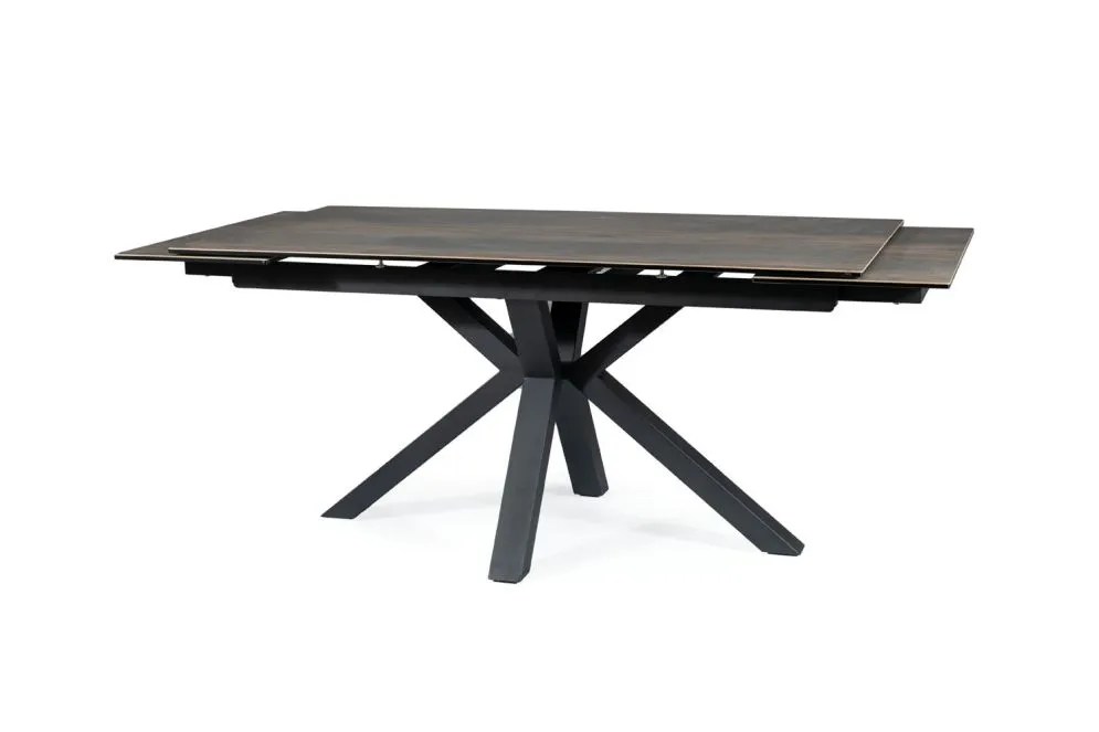 Stół COLUMBUS CERAMIC 160(240)x90 brązowy/czarny mat I sklep meblowy MIRAT. styl LOFT