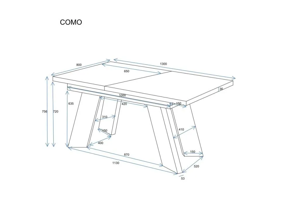 Stół rozkładany COMO 130(210)x80 dab cremona I sklep meblowy MIRAT. styl LOFT