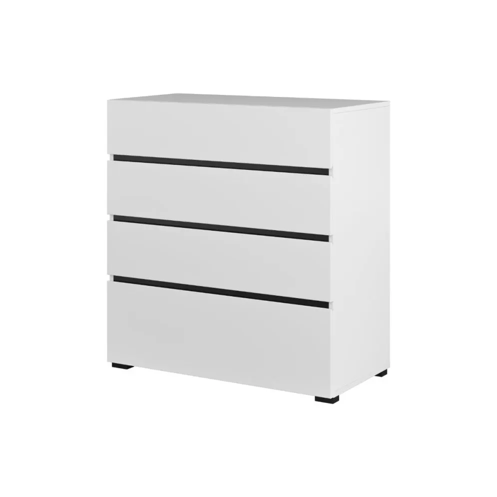 Komoda CROSS 4S 80cm biała/czarna laminowana I sklep meblowy MIRAT. styl SKANDYNAWSKI kolekcja HV-CROSS