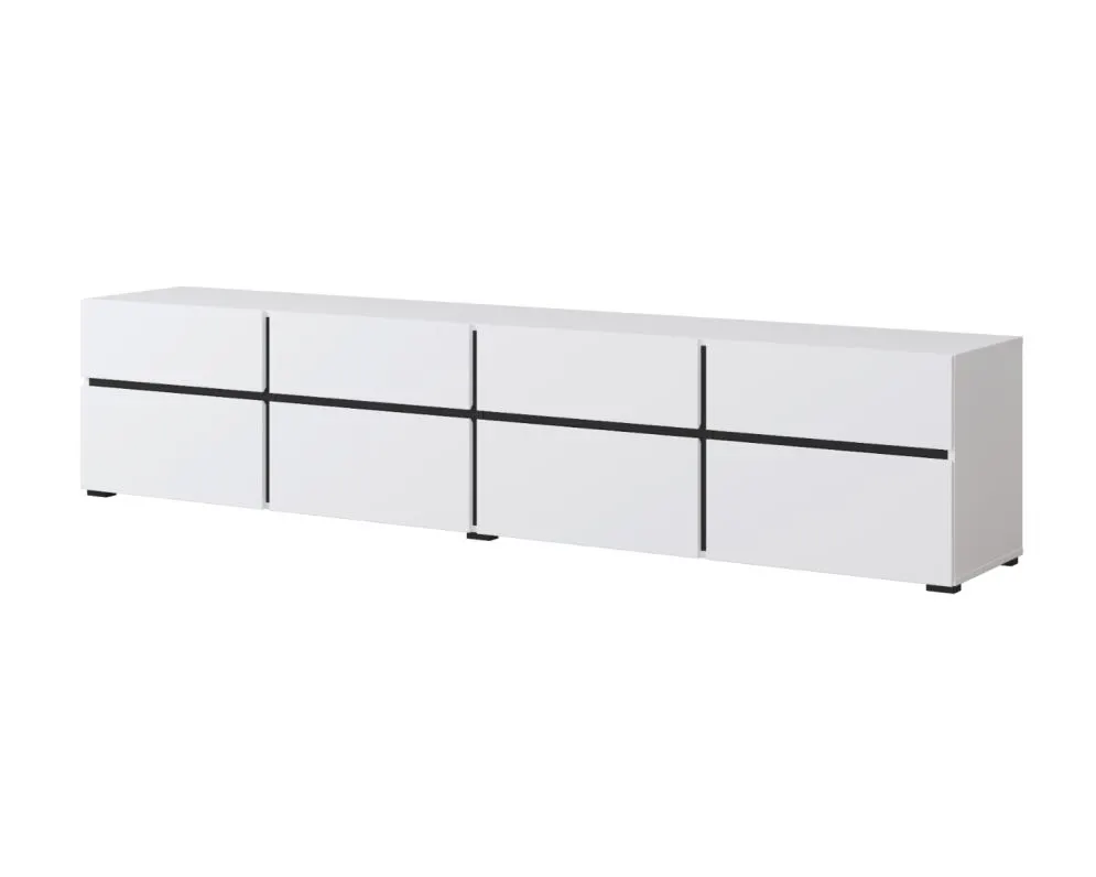 Szafka RTV CROSS 4K4S 225cm biała/czarna z szufladami I sklep meblowy MIRAT. styl SKANDYNAWSKI kolekcja HV-CROSS