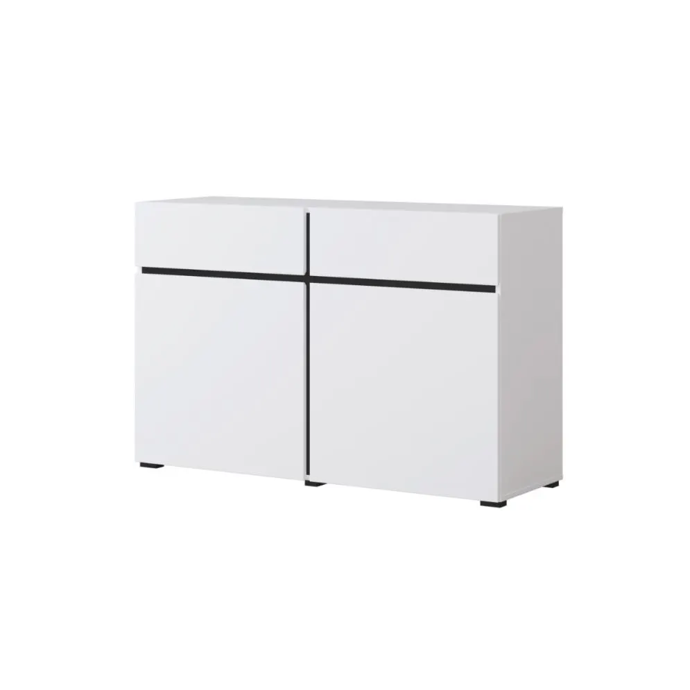 Komoda CROSS 2D2S 119cm biała/czarna dwudrzwiowa I sklep meblowy MIRAT. styl SKANDYNAWSKI