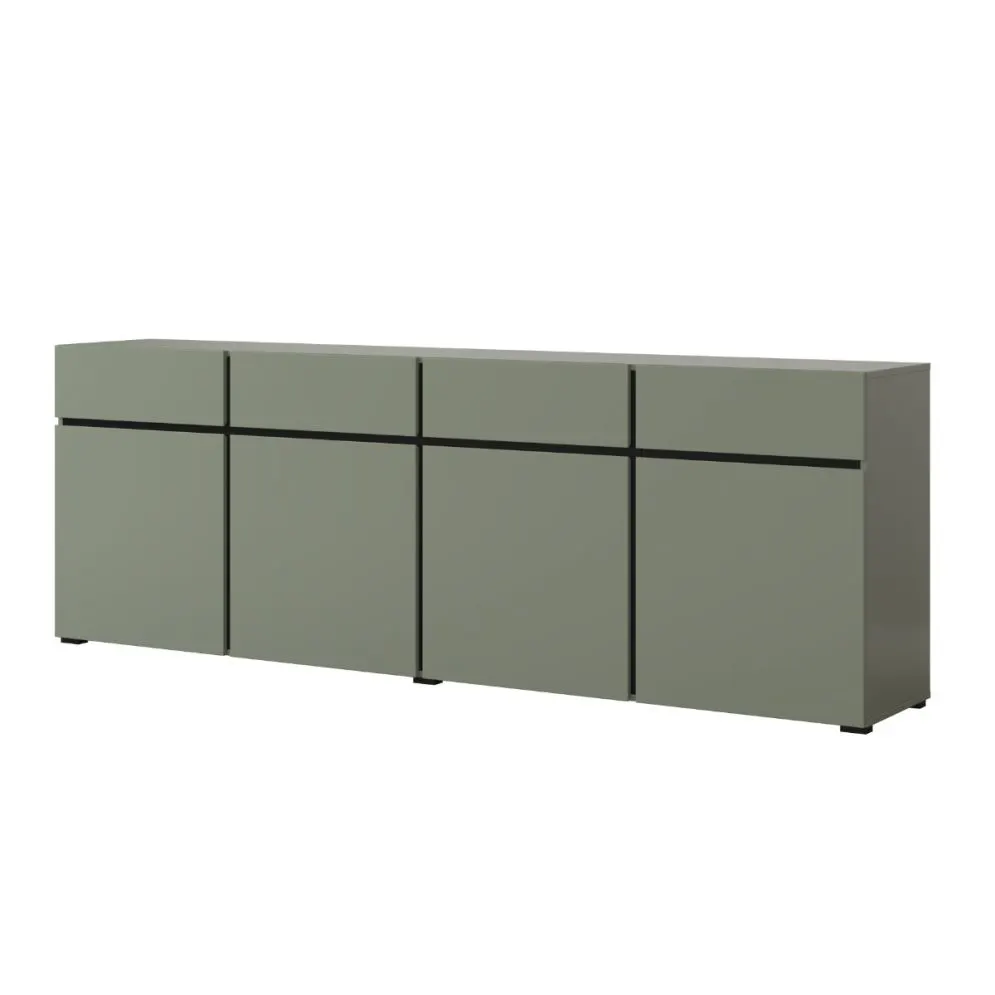 Komoda CROSS 4D4S 225cm zielona/czarna z płyty laminowanej I sklep meblowy MIRAT.  kolekcja HV-CROSS